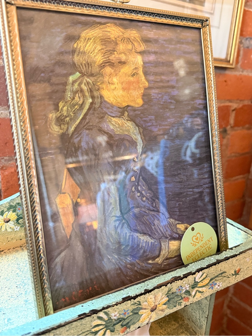 Van Gogh Framed Home Art Print in Blue and Gold in Antique Frame